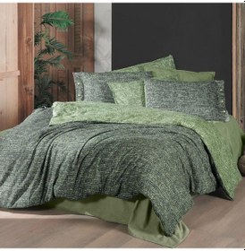 Resim Glamis King Size Battal Boy %100 Pamuk Flanel Pazen Nevresim Takımı Yeşil Yeşil 