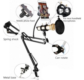Resim Microcase 3in1 Hareketli Tasarım Profesyonel Mikrofon Standı + Pop Filtre + Telefon Tutucu - AL2552 