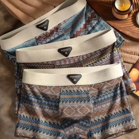 Resim 3-Pack Erkek Boxer Briefs - Etnik Baskı Tasarımı, Nefes Alabilir ve Rahat, Esnek Kumaş, Rahat Giyim İçin Rahat İç Çamaşırı | Etnik Baskı Boxerleri | Rahat Fit 