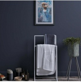 Resim Manolya Banyo Petek Altı Ikili Beyaz Metal Havlu Kurutmalığı Beyaz 