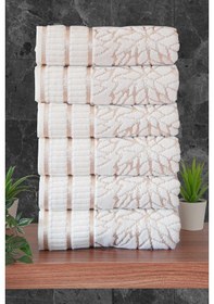 Resim Çınar Jakarlı 6 Lı Kadife Pamuklu El Ve Yüz Havlu Seti 50x90 Cm - 04557 - Gold Altın - Siyah 