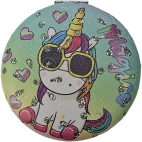 Resim El Aynası - "Unicorn's real" Yazılı Katlanır Yuvarlak Makyaj Aynası - Cep, Çanta Aynası - Desen 1 