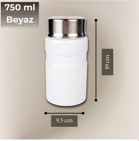 Resim 750 Ml Paslanmaz Çelik Yemek Termosu-çelik Kaşıklı,beyaz Beyaz 