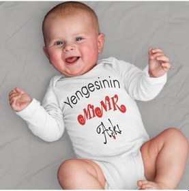 Resim Tuğbababy Unisex Bebek Beyaz Yengesinin Minik Aşkı Yazılı Tulumu Zıbın 