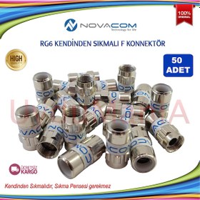 Resim Novacom Rg 6 Kendinden Sıkmalı F Konnektor 50 Adet 