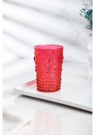 Resim Akrilik Kırmızı 6'lı Kısa Bardak & Su Meşrubat Kahve Yanı Bardağı 400 Ml Cam Değildir Çok Renkli 