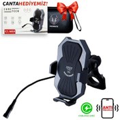 Resim Ct-m04 Telefon Tutucu Titreşim Önleyici Modül Şarjlı Gidon Ayna Montaj Motosiklet Üniversal Siyah 