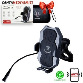 Resim Ct-m04 Telefon Tutucu Titreşim Önleyici Modül Şarjlı Gidon Ayna Montaj Motosiklet Üniversal Siyah 