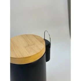 Resim Bambu Kapaklı Metal Çöp Kovası - Hidrolik Sistemli Yavaş Kapanma Özellikli, Pedallı, Banyo ve Mutfak Için Şık ve Fonksiyonel Tasarım (Siyah, 3 Litre) 