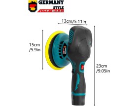 Resim Germany Style GRM9003 Çift Akülü Orbital 18V Lityum 2x Batarya 6 Devir Ayarlı Detay Pasta Cila Zımpara Polisaj Makinesi 