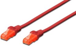 Resim DK-1617-005/R Digitus Patch Kablo, U-UTP, CAT. 6, 0.5 metre, AWG 26/7, Cu, LSZH, kırmızı renk 