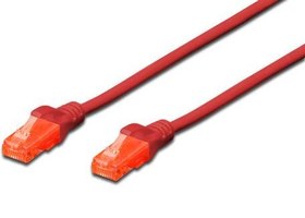 Resim DK-1617-005/R Digitus Patch Kablo, U-UTP, CAT. 6, 0.5 metre, AWG 26/7, Cu, LSZH, kırmızı renk 