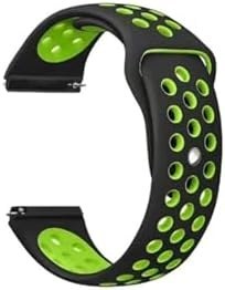 Resim Gpack Samsung Gear S3 ile Uyumlu 22mm Kordon, Delikli Çift Renk Silikon, Yeşil 