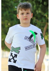 Resim Panios Kids 3lü, Collection, Baskılı, Beyaz-siyah-gri Erkek Çocuk T-shirt Mavi Beyaz İndigo 