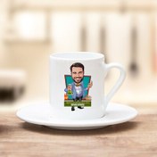 Resim Erkek Kimya Hocası Karikatürlü Kahve Fincanı 
