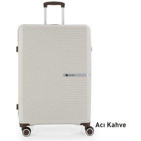 Resim Mçs Bavul Büyük Ve Kabin 2li Set Kırılmaz Silikon Valiz V374 Kemik/acıkahve Kemik - Kahverengi 