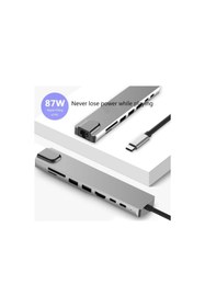 Resim Kelepir Fırsatlar Type C Den 8 Ayrı Girişe Çeviren Laptop Için Rj-45 Lan Eternet Usb Usb 3.0 Hdtv Pd Sd Tf Çevirici 