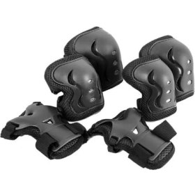 Resim Zozo Dizlik Dirseklik Koruma Seti Bisiklet Paten Kaykay - Siyah 