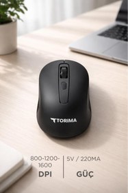 Resim Torima Kablosuz Mouse Usb Alıcılı Fare TM22 Siyah 