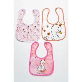 Resim Mai Perla Kuğu Temalı Kare 3 Parça Microfiber Mama Önlüğü Kendi Kutusunda Su Geçirmez Çıtçıtlı 