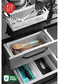 Resim 4 Adet Çekmece İçi Bıçaklık & Kaşıklık Organizer Beyaz 