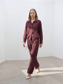 Resim Beli Ayarlanabilir Geniş Paça Pantolon Bordo - Bordo / 40 