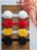 Resim KUZEY STORE 4'lü Ponponlu Bebek Bandana Seti Fiyonk Saç Bandı Hediyeli 
