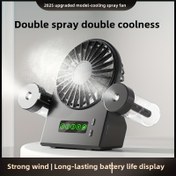 Resim Taşınabilir USB Şarj Edilebilir Fan, 1200mAh Pil, Ayarlanabilir Hızlar ve Dönebilen Başlık, Sis Nemlendirici & Soğutma Fonksiyonu, Dijital Ekran, İç/Dış Mekan Kullanımı, Siyah, Taşınabilir Şarj Edilebilir Ventilatörler 