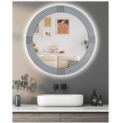 Resim Led Işıklı Safir Gümüş Dekoratif İşlemeli Duvar Aynası Tekli 56cm Gümüş 