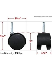 Resim Peri Store 9406 Ofis Sandalyesi Tekerleği, Frenli Çift Tekerlek, 5 Cm, 8 mm Şaft Çapı, 34 kg Taşıma Kapasitesi, 2'li Paket, Siyah 