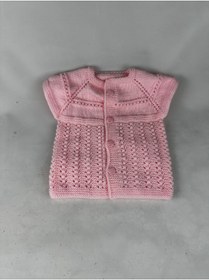Resim RELYA Bebek Unisex Pembe Makine Yünü Tülermez Yelek 6 12 Aylık En 25 CM Boy 28 CM 