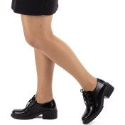 Resim TwoEgoist Kadın Deri Topuklu Günlük Rahat Bağcıklı Oxford Ayakkabı 