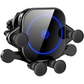 Resim Vkemall Siyah Gy-c6 Modeli Otomobil İçi Kablosuz Hızlı Şarj Cihazı - 360 Döner, Dokunmatik Kilit, 15w, 4.7-6.8 İnç Telefonlar İçin 