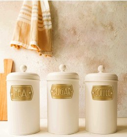 Resim New Çay Şeker Kahve Kavanozu 1,60 Lt Beyaz Yeni 