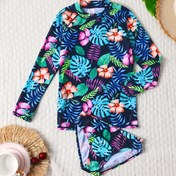 Resim Kızların Şık Spor Plaj Partisi Güneş Koruma Mayo 