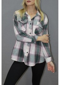 Resim Saklımoda Oversize Ekose Gömlek Yeşil - 4686.140 Çok Renkli 