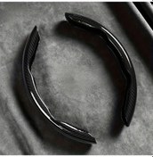 Resim Chuangyinshop 2 Adet Siyah Karbon Fiber Direksiyon Kılıfı Evrensel Direksiyon Kılıfı Snap On Tasarım Siyah 