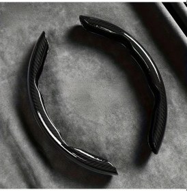 Resim Chuangyinshop 2 Adet Siyah Karbon Fiber Direksiyon Kılıfı Evrensel Direksiyon Kılıfı Snap On Tasarım Siyah 