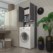 Resim Kenzlife çamaşır makinesi dolabı veronika gri 180x066x20 banyo ofis 