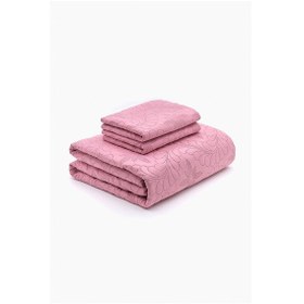 Resim Örtüm Sarmaşık Çift Kişilik Düz Renk Yatak Örtüsü Takımı - Pembe 