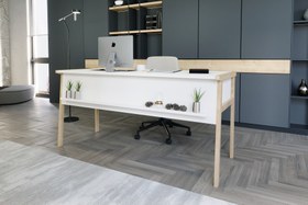 Resim LAGOMOOD ZENİTH OFİS MASA TAKIM, BEYAZ MEŞE 
