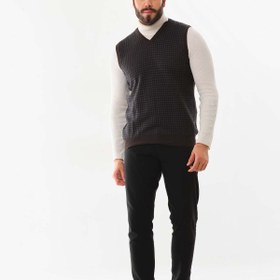 Resim Pelikan Erkek V Yaka Desenli Yün Süveter 4P17 Kahverengi 