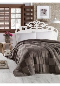 Resim Betires Home Ca18002 Örgü Battaniye Kahverengi - Çift Kişilik 