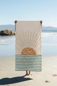 Resim Dijital Baskı Plaj Deniz Havlusu Soyut Güneş Desenli Peştamal HVL0153 