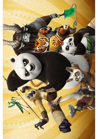 Resim Dijital Baskılı Kung Fu Panda Desen Dekoratif Yıkanabilir Kaymaz Taban Çocuk Halısı Çok Renkli 