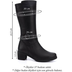 Resim Gönderi R Kadın Siyah Fermuarlı Kalın Topuklu Hakiki Deri Çizme Gkzc13446575 Siyah 
