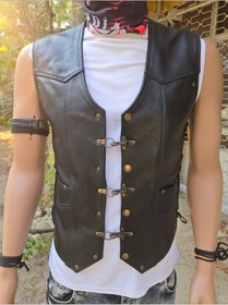 Resim ArdaStilDeri Hakiki Deri Büyük Kanca Motorcu Yelek 