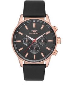 Resim FERRO Siyah Deri Kordon Erkek Kol Saati FM11084B-R 