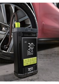 Resim 7a6 Turbo Boost Şarjlı Hava Pompası 150 Psı Taşınabilir Lastik Şişirme Kompresörü 4000mah Powerban 