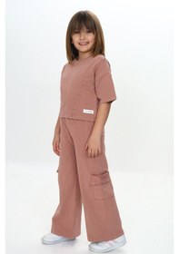Resim Toontoy Kids Toontoy Kız Çocuk Yıkamalı Crop Eşofman Takım Bordo 